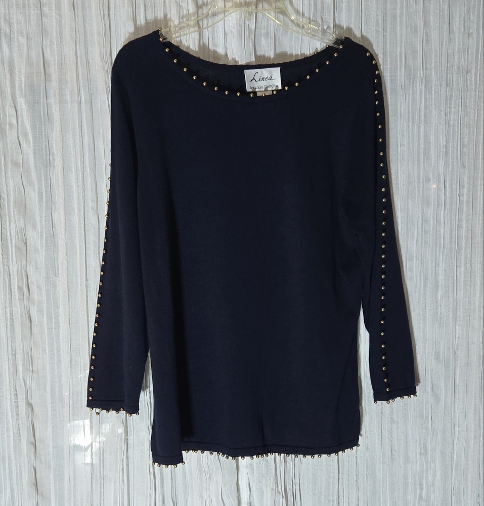 Linea by Louis Dell'Olio Na and Gold Crew Neck Sweater